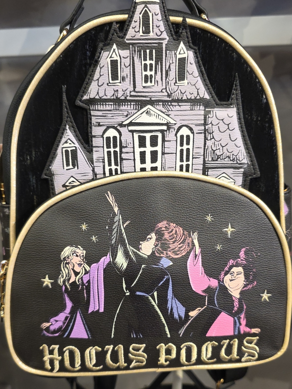 Disney Black Backpack with Purple and Pink Hocus Pocus Artwork